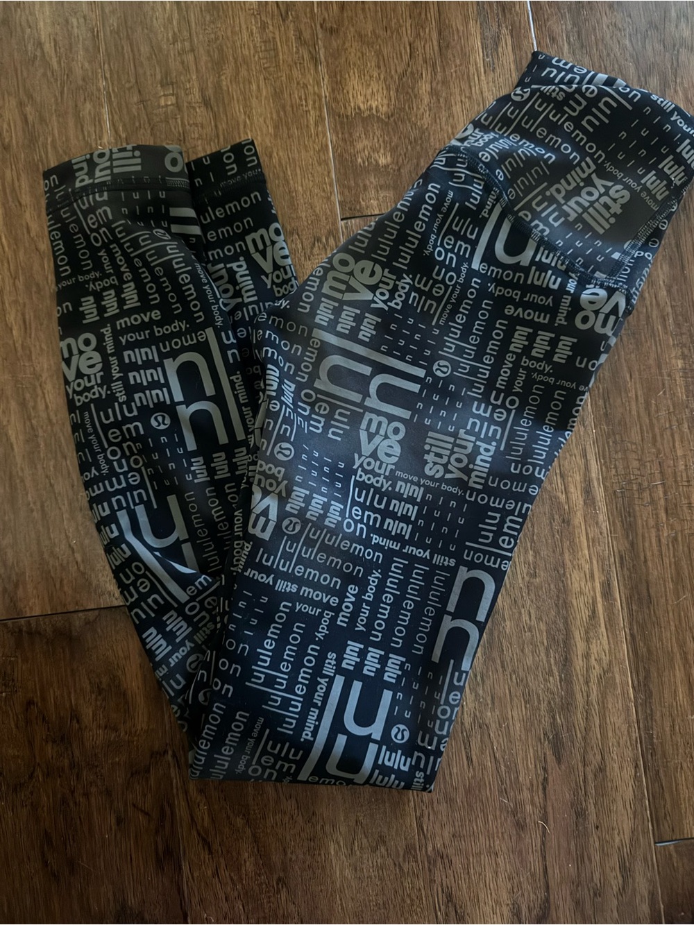 lululemon Black & Gray All-Over Logo Leggings